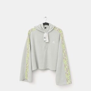 ADIDAS Half Zip Hoodie Women Large Wonder Silver IL3033 Cropped Camo 3-Stripes